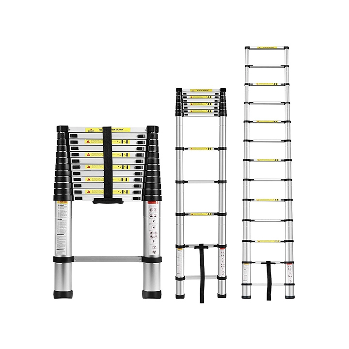 equal portable and compact 13-steps telescopic foldable aluminium ladder