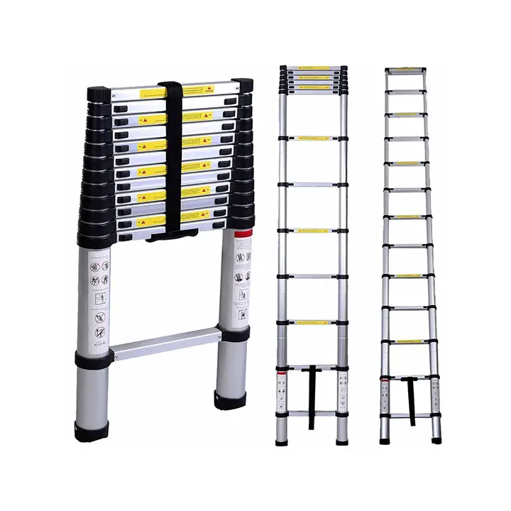 inditradition ultra-stable aluminium telescopic folding step ladder