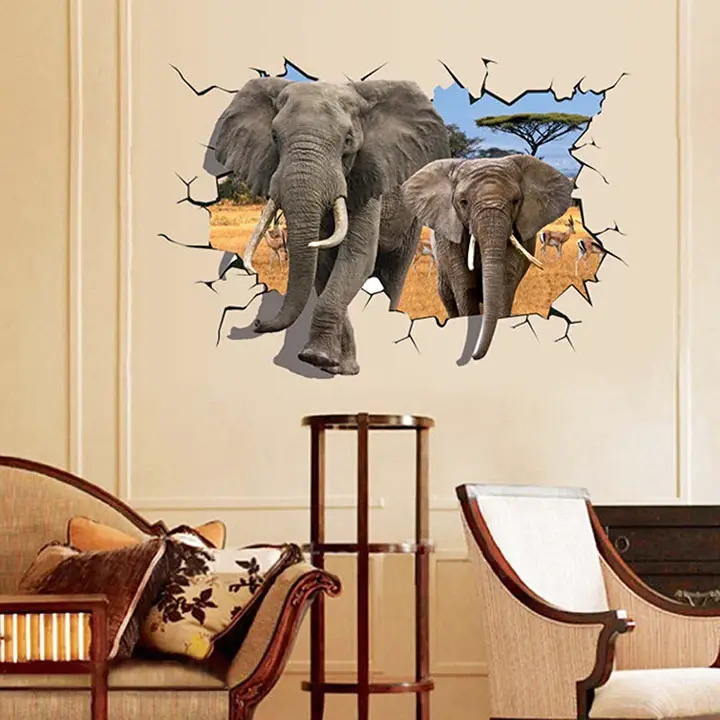 uberlyfe 3d elephant art wall stickers