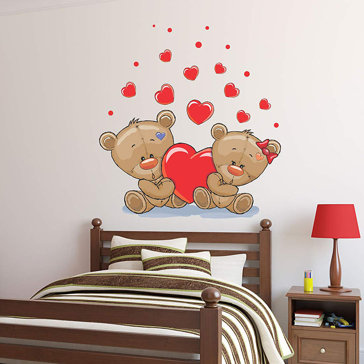 wallstick love teddy couples wall stickers