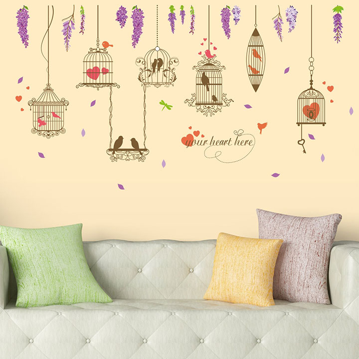 Amazon Brand - Solimo Wall Sticker for Living Room (Lovebirds)