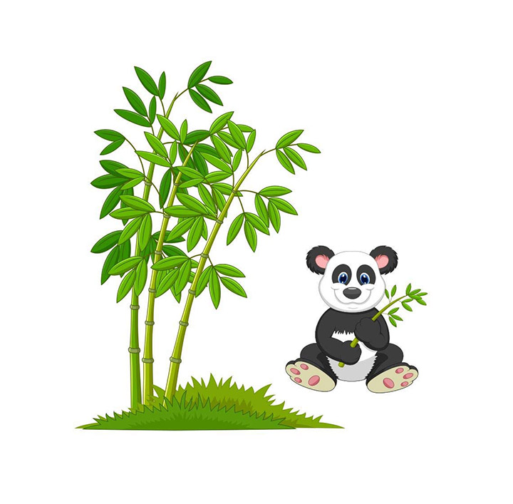Decals Design 'Cute Little Animals Panda on Bamboo Trees' Wall Sticker