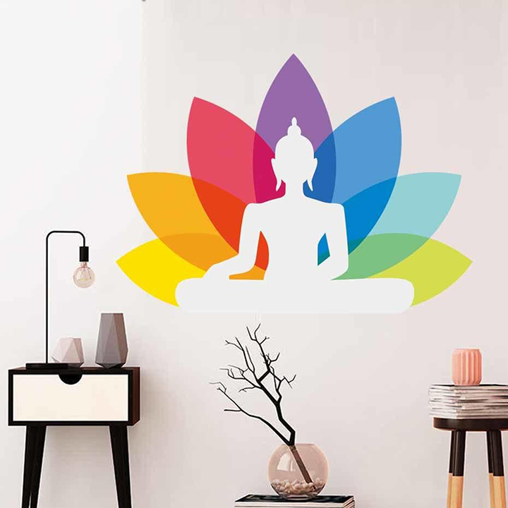 Buddha Sitting Mural Design Wall Art Spiritual Yoga Sticker