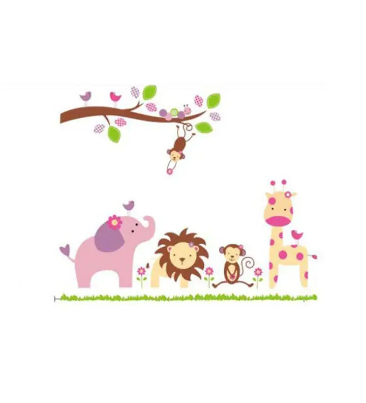Decals Design StickersKart Wall Stickers Baby Cartoon Animal Kingdom Kids Room