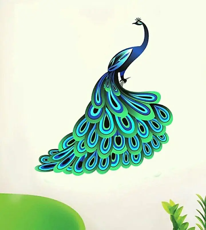 Decals Design 'Unique Blue Peacock' Wall Sticker