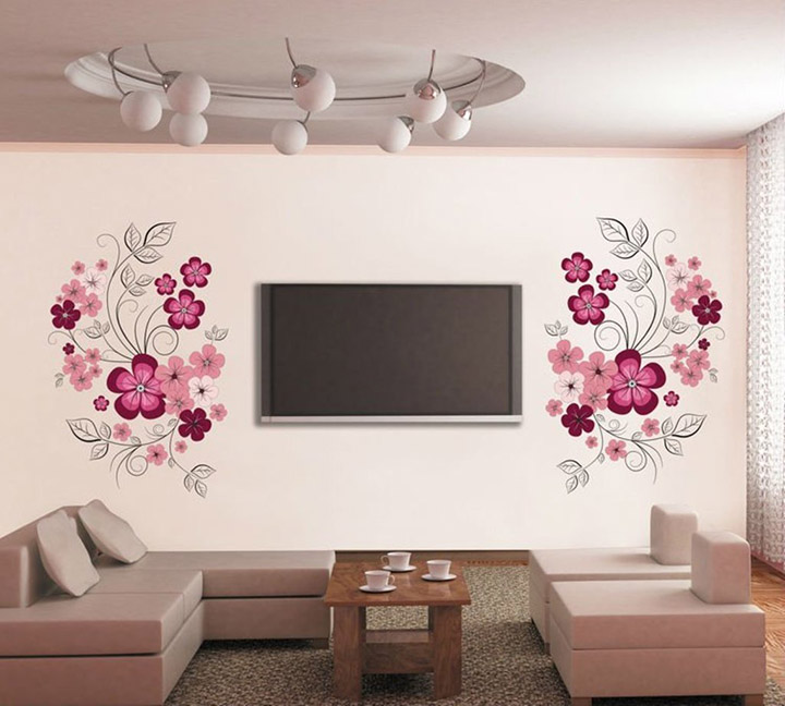 Flowers with Vine' Wall Sticker