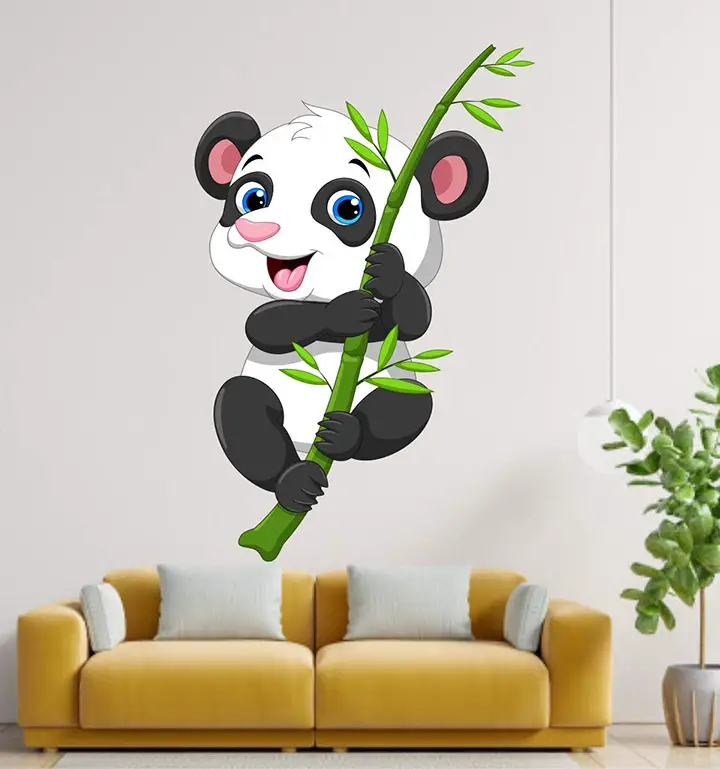 Heaven Decors PVC Vinyl Panda Baby on Bamboo Tree Sticker