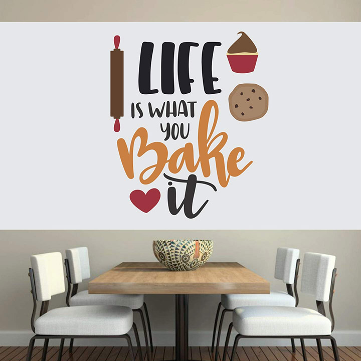 Life Baking Family Love Quote Kitchen Wall Sticker