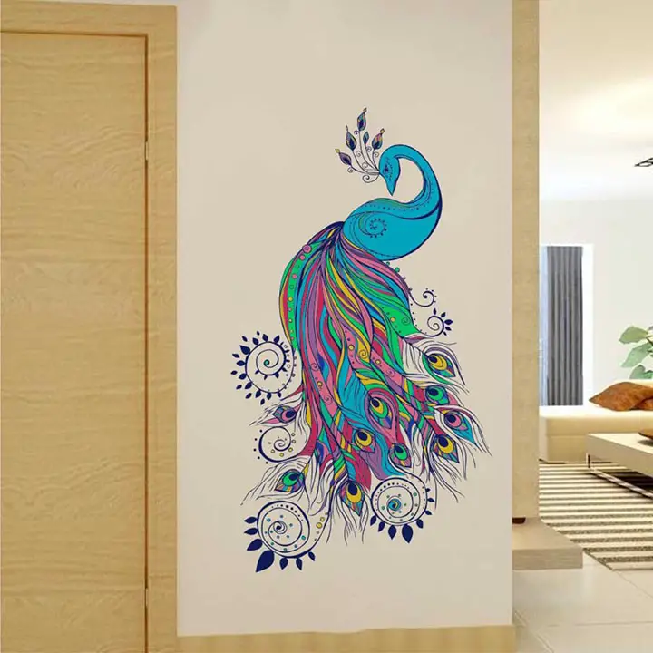 Rawpockets Bluish Peacock' Wall Sticker