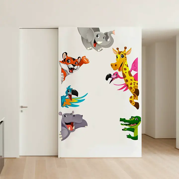 Rawpockets Cartoon Kids Animals' Wall Sticker