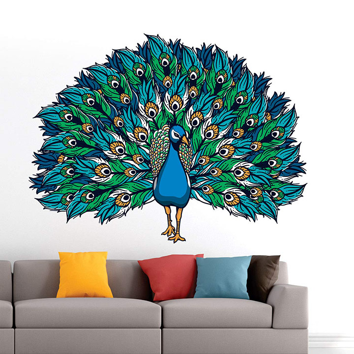 StickMe 'Beautiful - Peacock - King of Birds - Nature - Creative - Colorful Wall Sticker