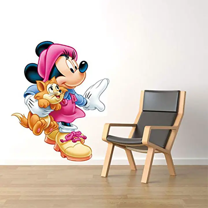 Techgifti™ Little Mickey Mouse With Cute Cat Cartoon Wall Sticker