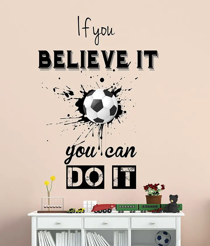 Wallstick 'Football with Inspirational Quotes' Wall Sticker