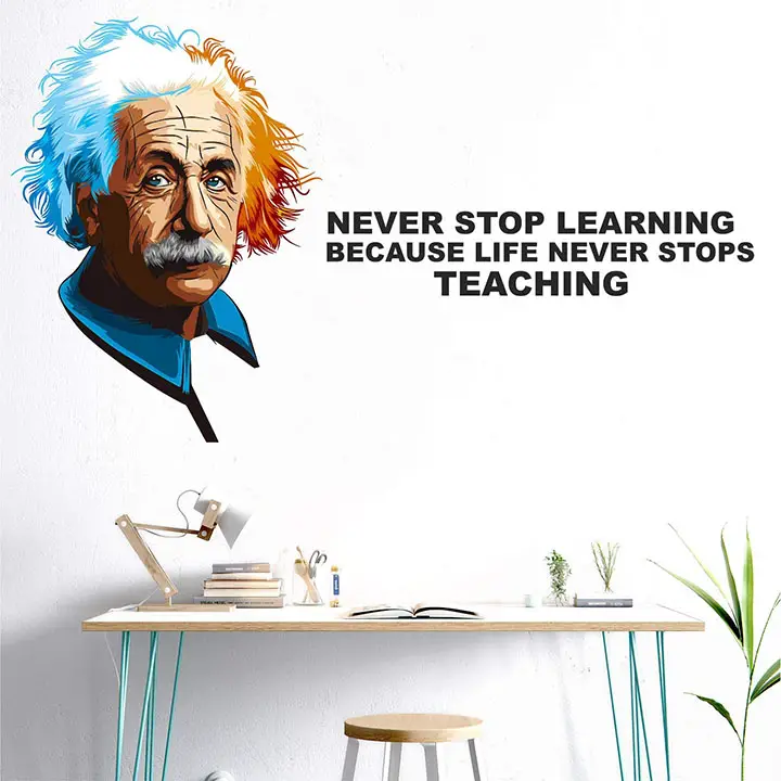 'albert einstein -never stop learning - inspirational motivational quotes wall sticker'