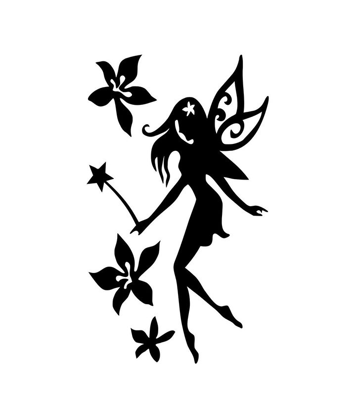 black colour fairy with flowers wall sticker