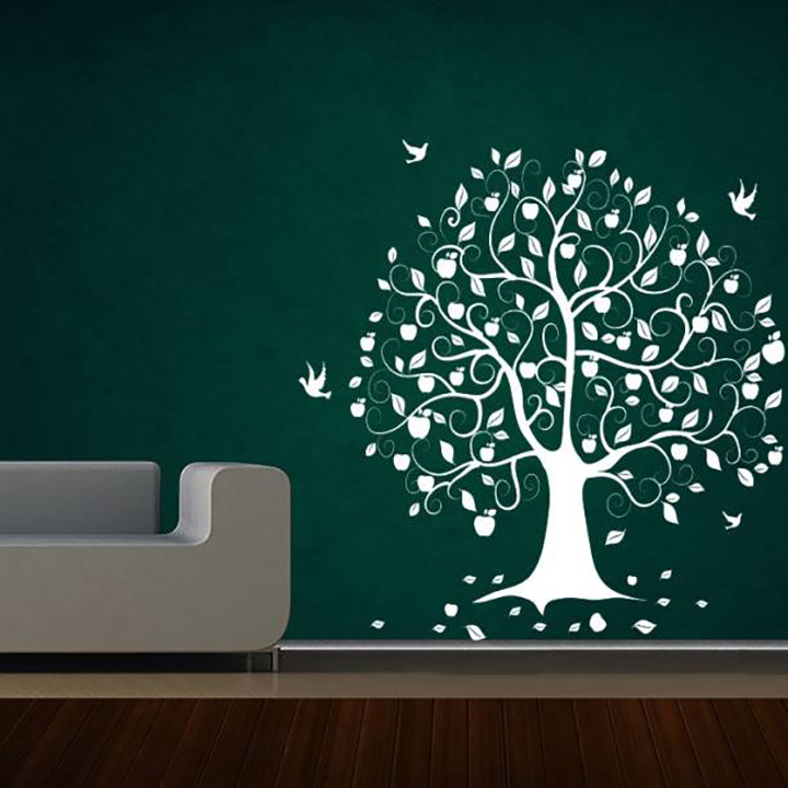 decal style birds on tree wall sticker