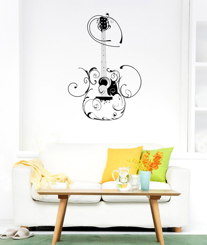 decals design elegant guitar wall sticker