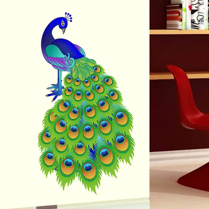 decals design 'slender peacock' wall sticker