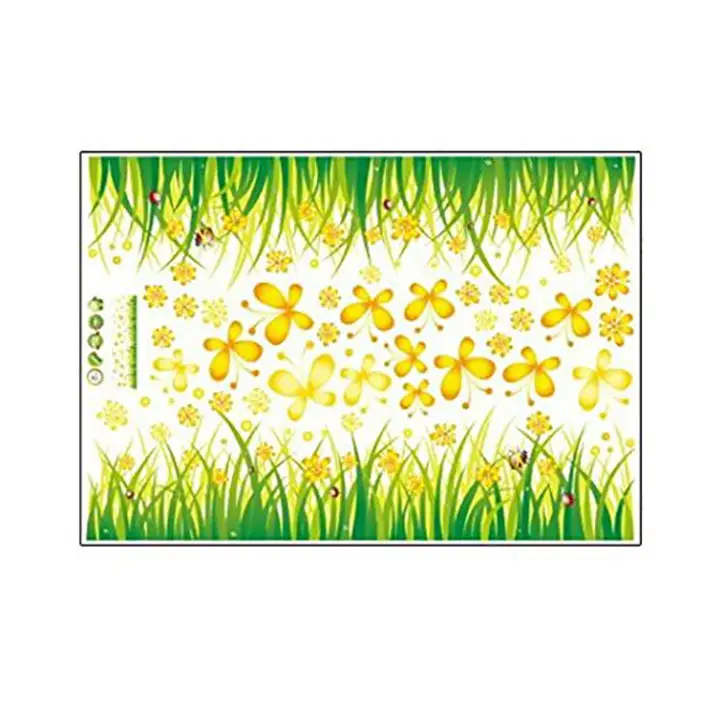 green grass yellow butterfly wall stickers