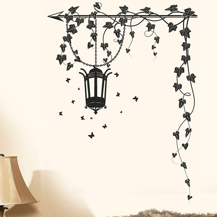 hanging lamp and vines black