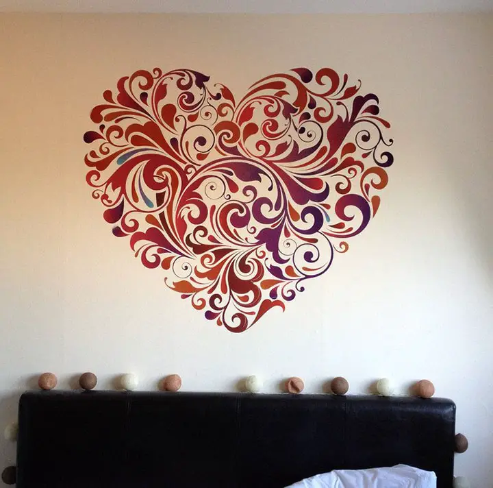 'heart floral' wall sticker