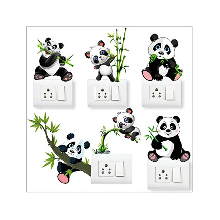 little panda animals switch board wall sticker