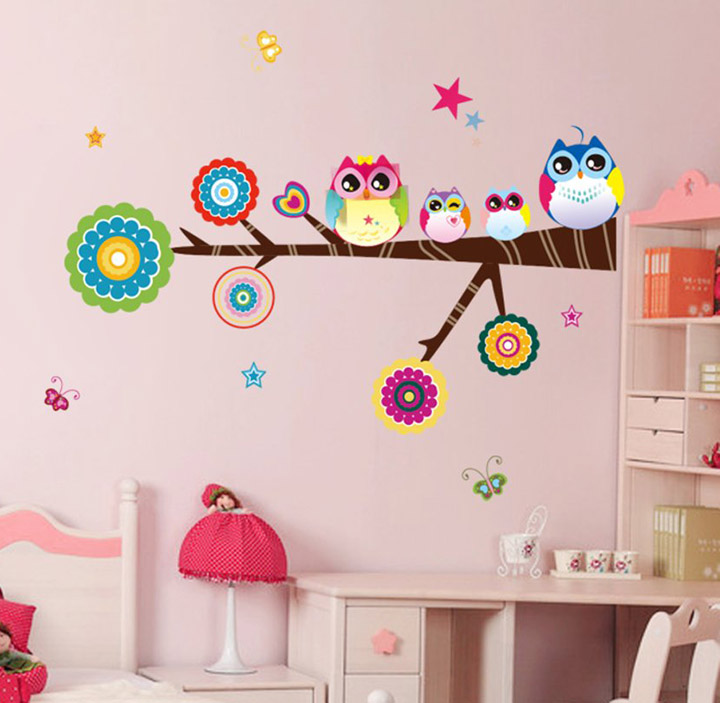 lovely star owl family' wall stickers