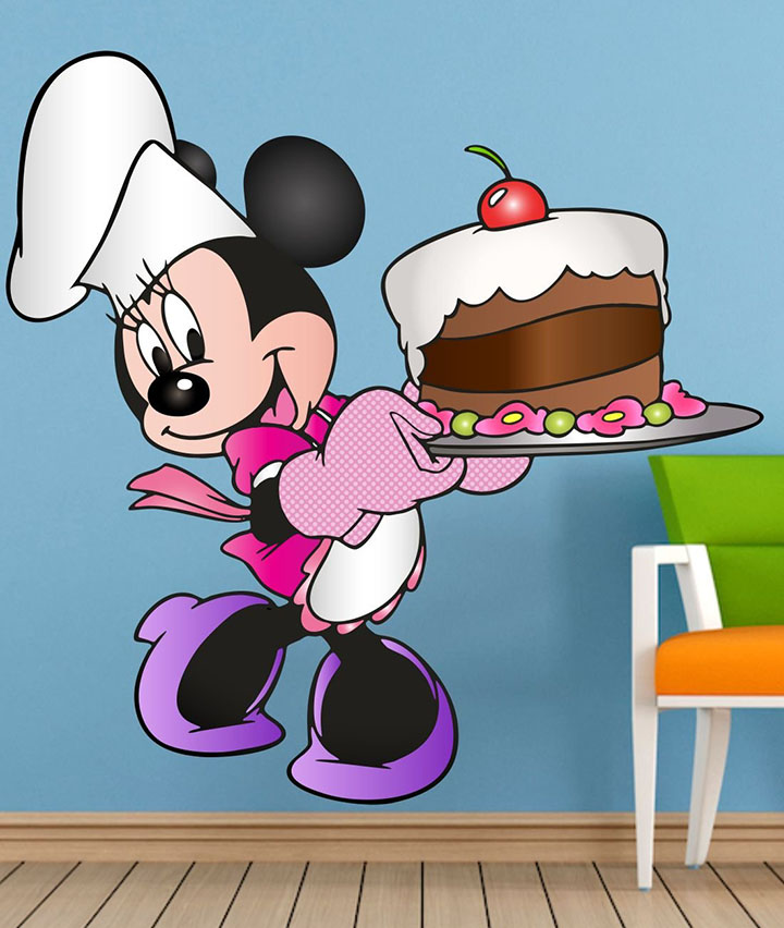 pk Mickey Mouse Birthday Cake Disney 3D Cartoon PVC Vinyl Wall Sticker
