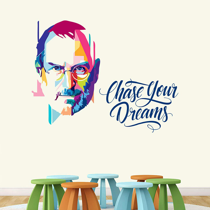 'steve jobs - chase your dreams - wall sticker '