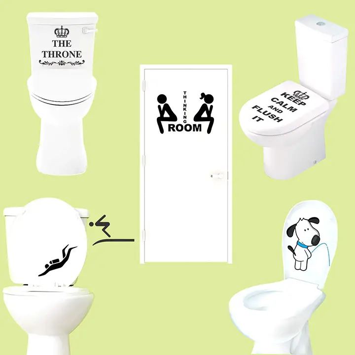 'toilet - bathroom funny set of 5 stickers'