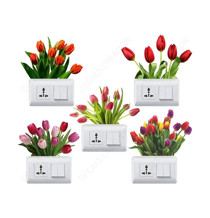 tulip flowers switchboard wall stickers