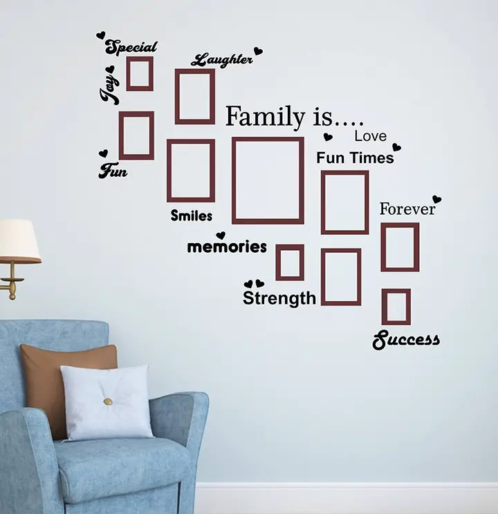 vinyl family hanging photo frame with quotes stickers