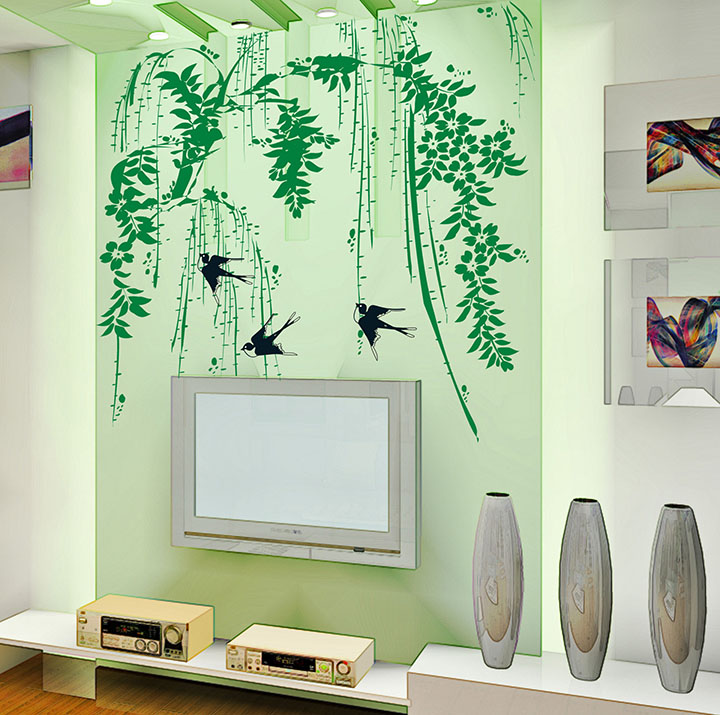 vinyl green plants for green walls, wall sticker