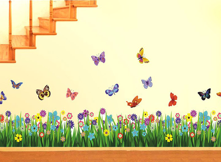 'walking in the garden flower' wall sticker