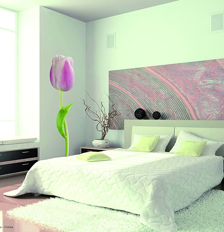 wall sticker for green walls with tulip flower home décor wall stickers