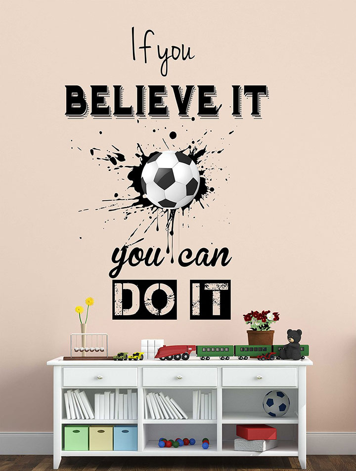 wallstick 'football with inspirational quotes' wall sticker