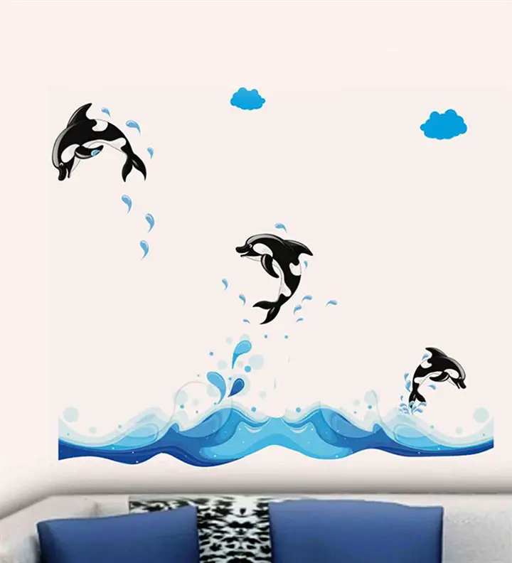 3 Jumping Dolphins Wall Sticker