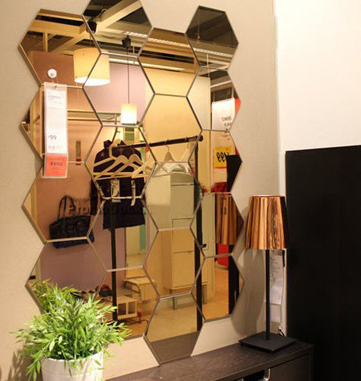 3D Acrylic Mirror Hexagon Shape Wall Stickers