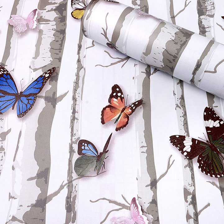 3d stark trees and butterflies self adhesive wall stickers