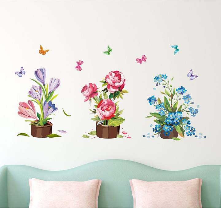 Amazon Brand - Solimo Wall Sticker for Living Room (Flower Bouquets)