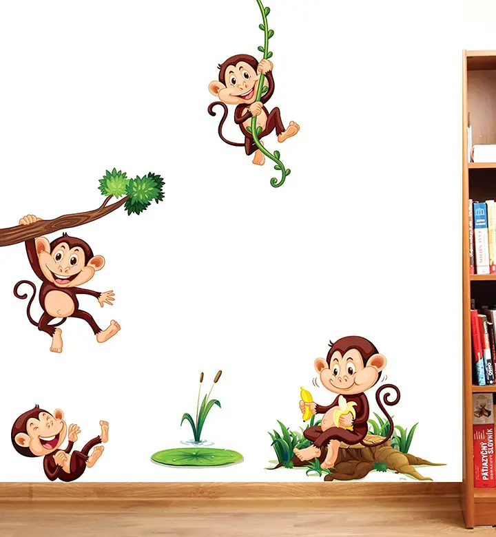 Beautiful Scenery Funny Monkeys Wall Stickers