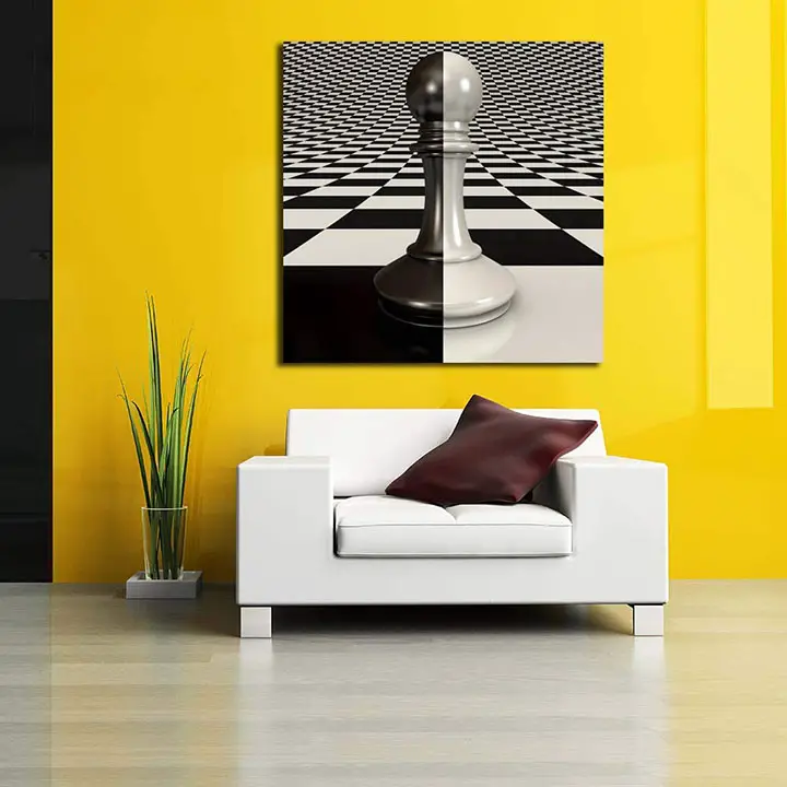black & white pawn on chessboard wall sticker