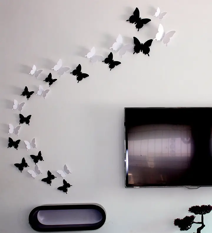black and white 3d butterfly wall sticker