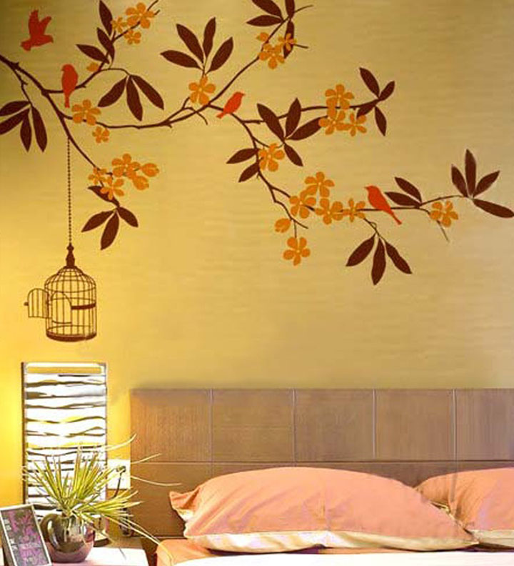 Branch Flowers and Cage' Wall Sticker