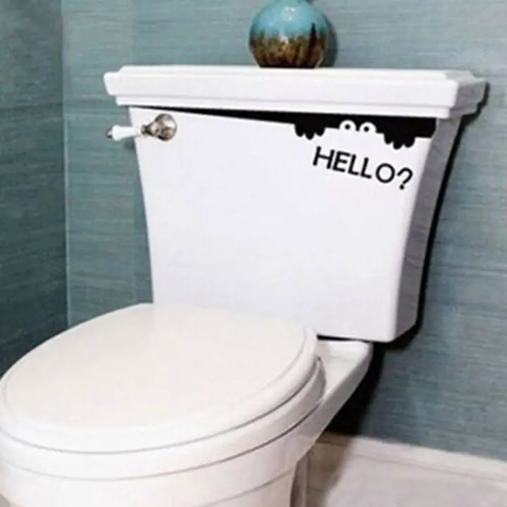 Creative Toilet Monster Hello Bathroom wall sticker