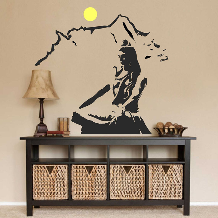 Decals Design Wall Sticker 'Lord Shiva Meditating On Kailash Mountain'