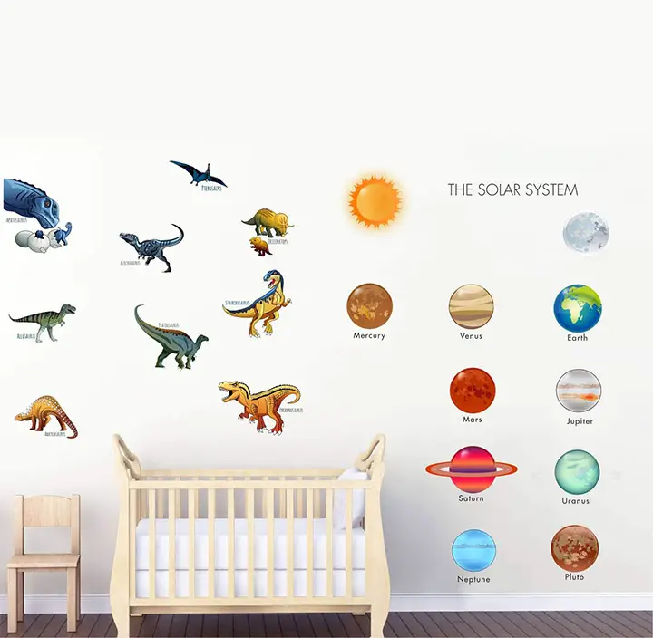 Dinosaurs and Solar Systems Combo Wall Sticker