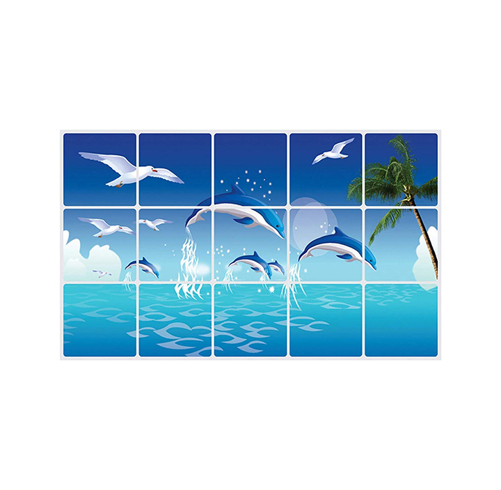 Dolphin Wall Sticker for Kitchen, Oil Proof Heat-Resistant Waterproof Stickers