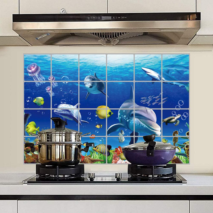 Dolphin Wall Stickers for Kitchen Protection with Anti-Marks and heat resistant