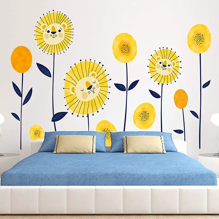happy yellow sunflower wall stickers